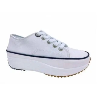 Deportiva lona doble piso estilo basket blanca