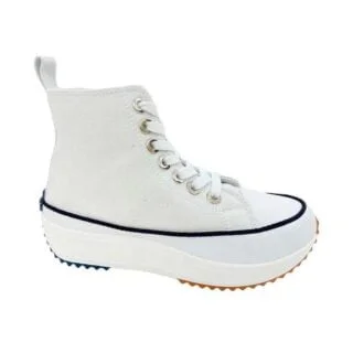 Bota de lona con doble piso estilo basket blanca