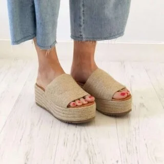 Sandalia pala y cm de plataforma de esparto Calzados Ángel
