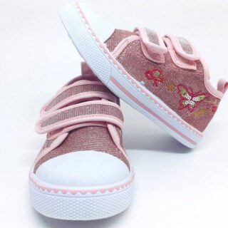 Zapatilla de lona y putera de goma estilo basket rosa 13 c angel k16nina3