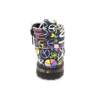 Alternative view of Bota estilo militar con dibujos hippis y luz en la suela Bubble Kids