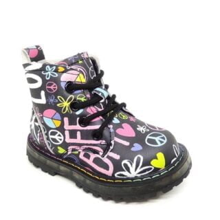 Bota estilo militar con dibujos hippis y luz en la suela Bubble Kids 10 bubble kids a35464