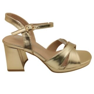 Sandalia dorada con tacón de 7 cm y plataforma de 1 cm Amor Amore 1837
